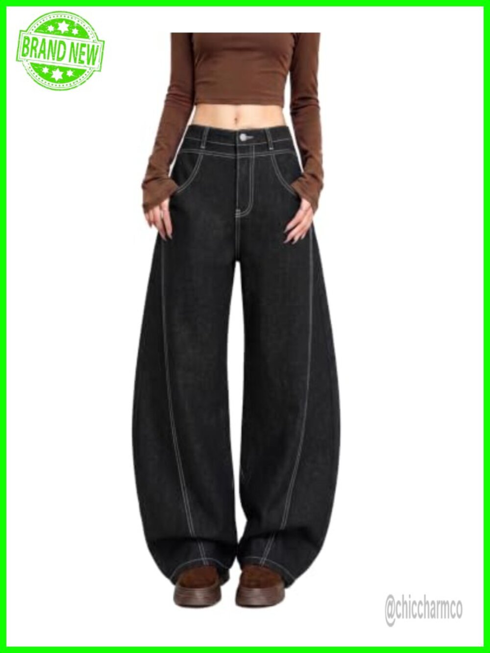 High Waist Wide Leg Barrel Jeans Baggy Denim Pants